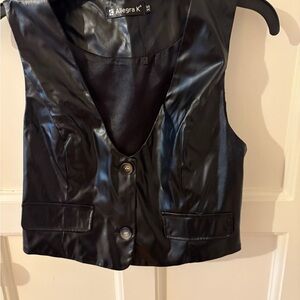 Allegra K Women's Shiny Black Vest